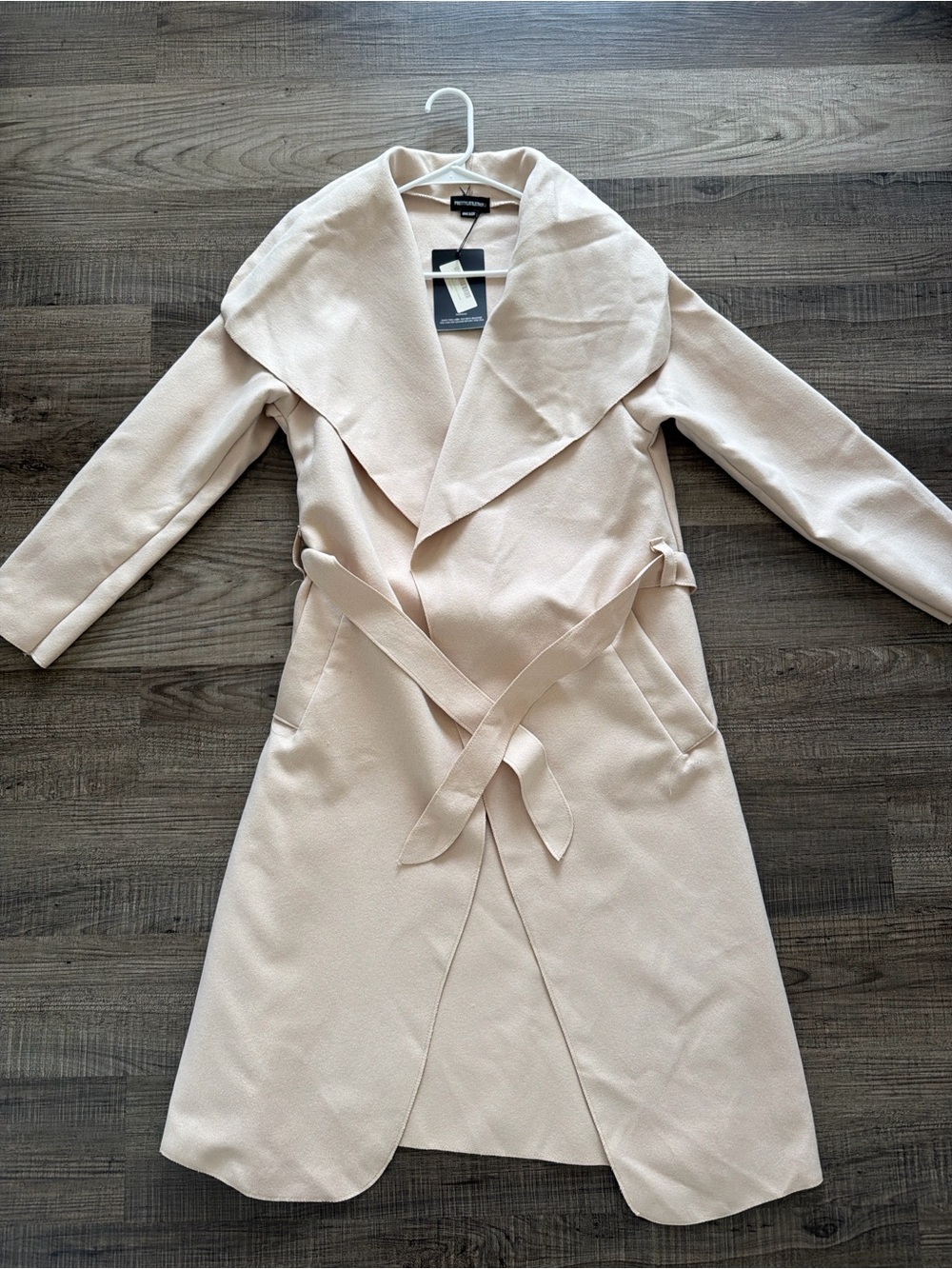 PrettyLittleThing Cream Wrap Trench Coat with Belt